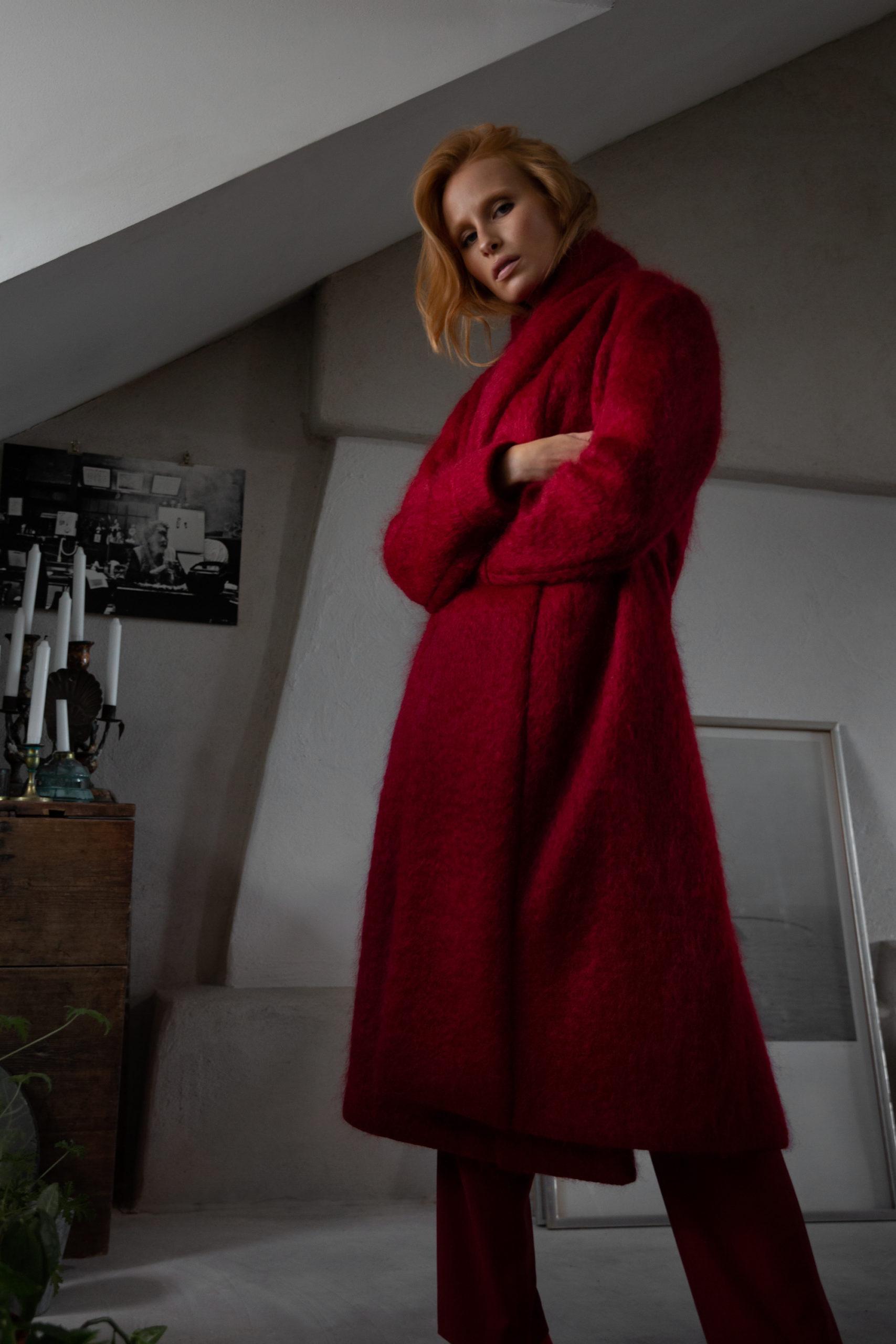 Anna Ruohonen Mohair coat RED