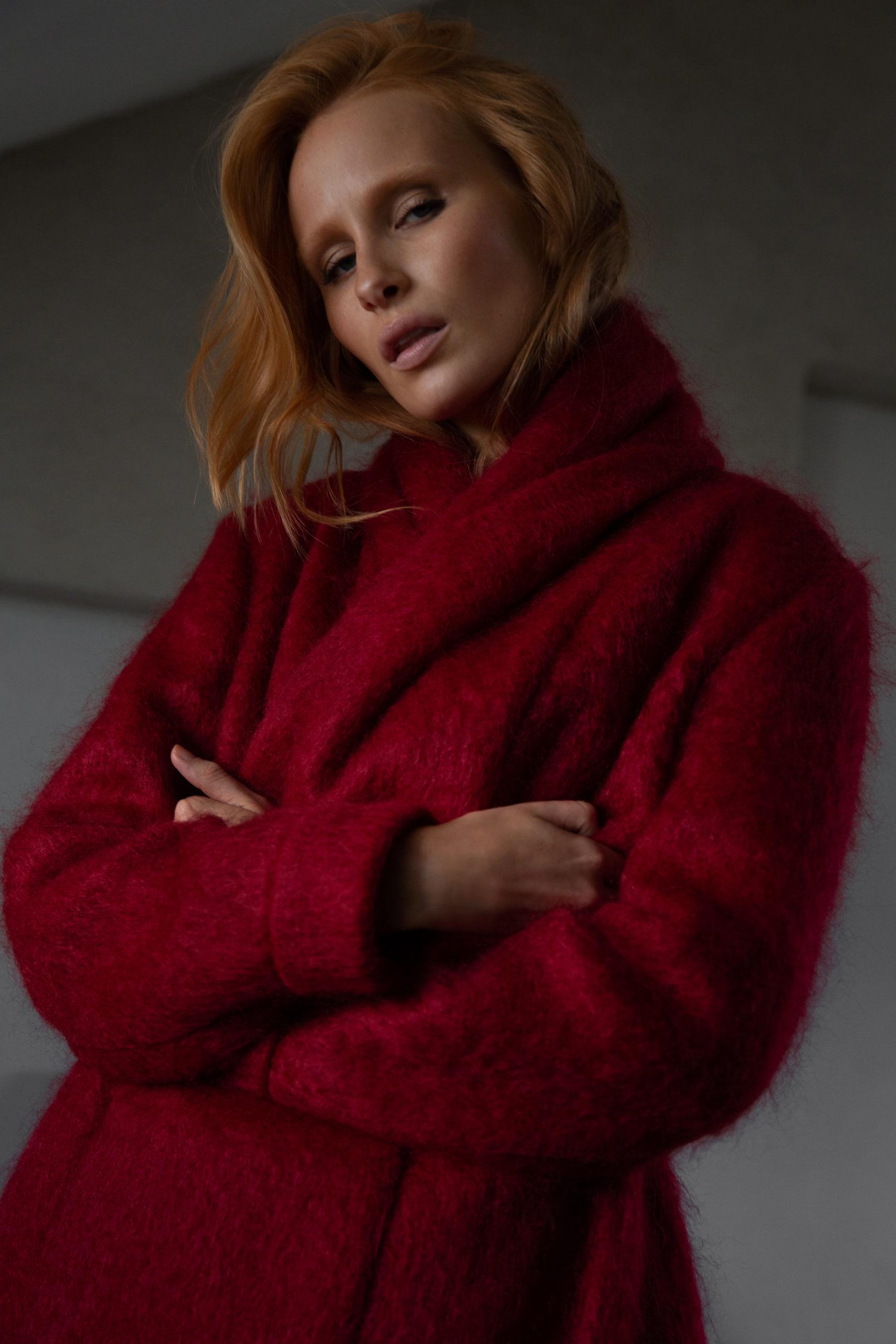 Anna Ruohonen Mohair coat Red